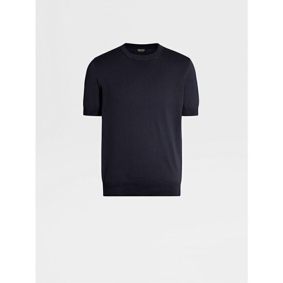ZEGNA NAVY BLUE PREMIUM COTTON T-SHIRT - Picture 3 of 12